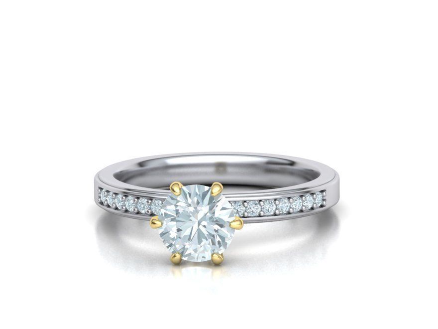 Engagement ring 1CT stone Solitaire ring 3dmodel 3D print model_4