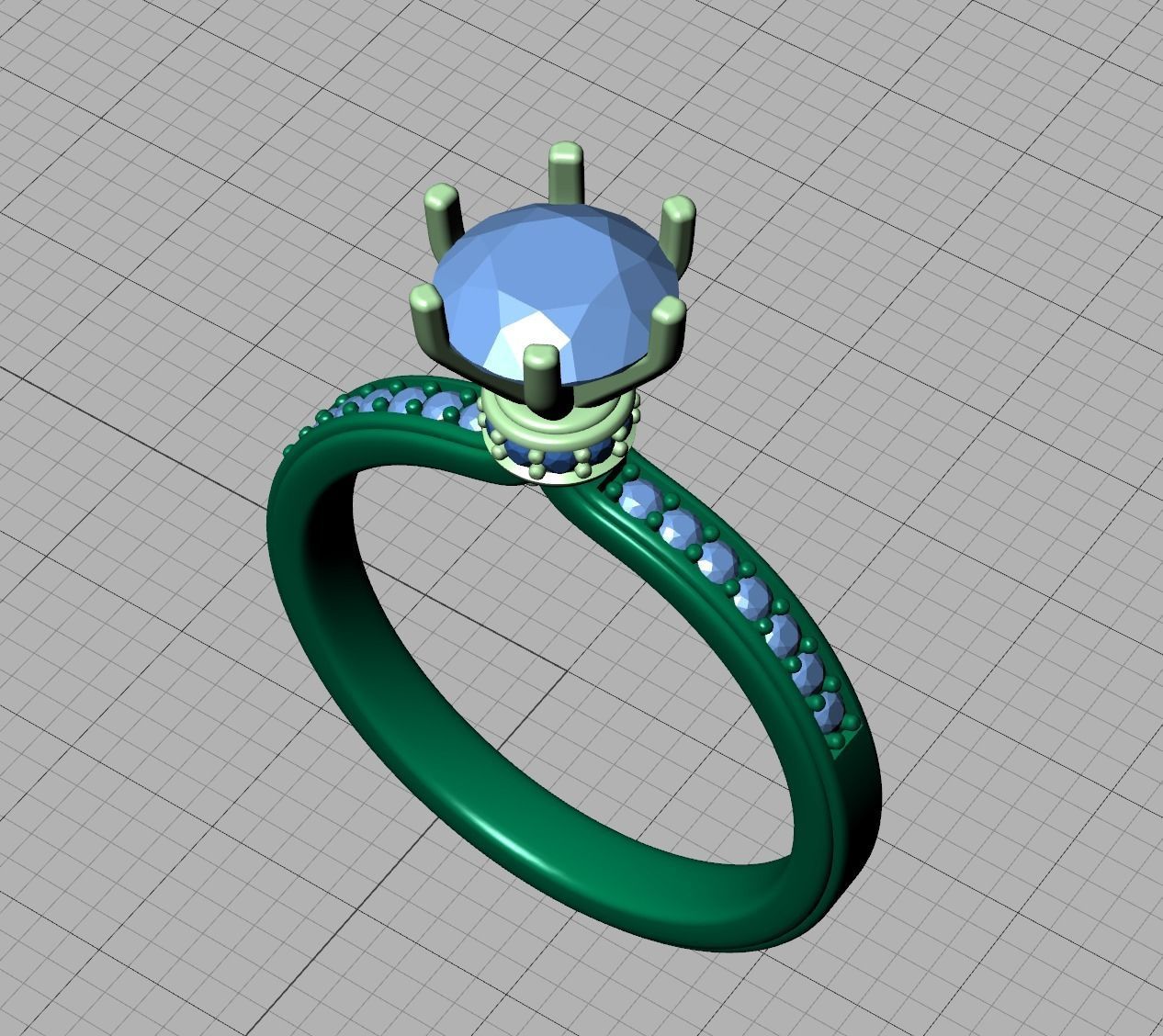 Engagement ring 1CT stone Solitaire ring 3dmodel 3D print model_14