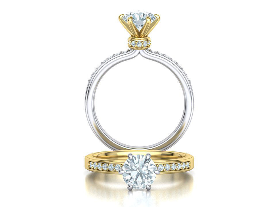 Engagement ring 1CT stone Solitaire ring 3dmodel 3D print model_1