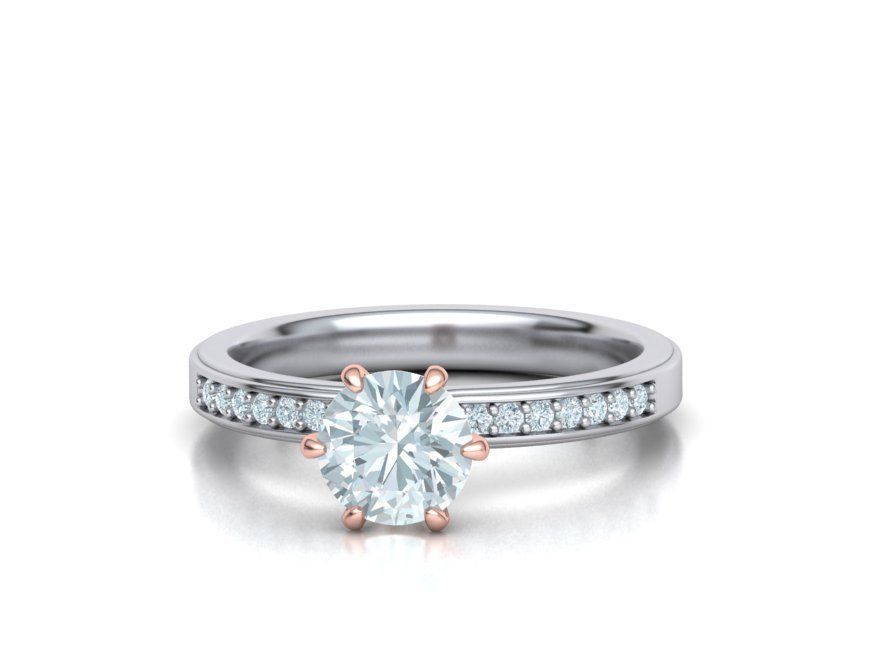 Engagement ring 1CT stone Solitaire ring 3dmodel 3D print model_5