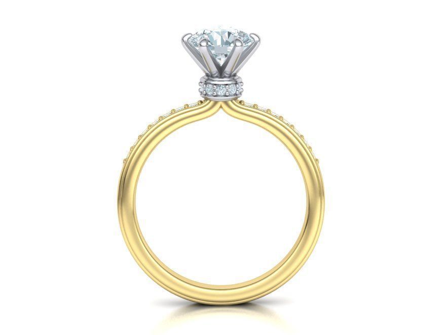 Engagement ring 1CT stone Solitaire ring 3dmodel 3D print model_8