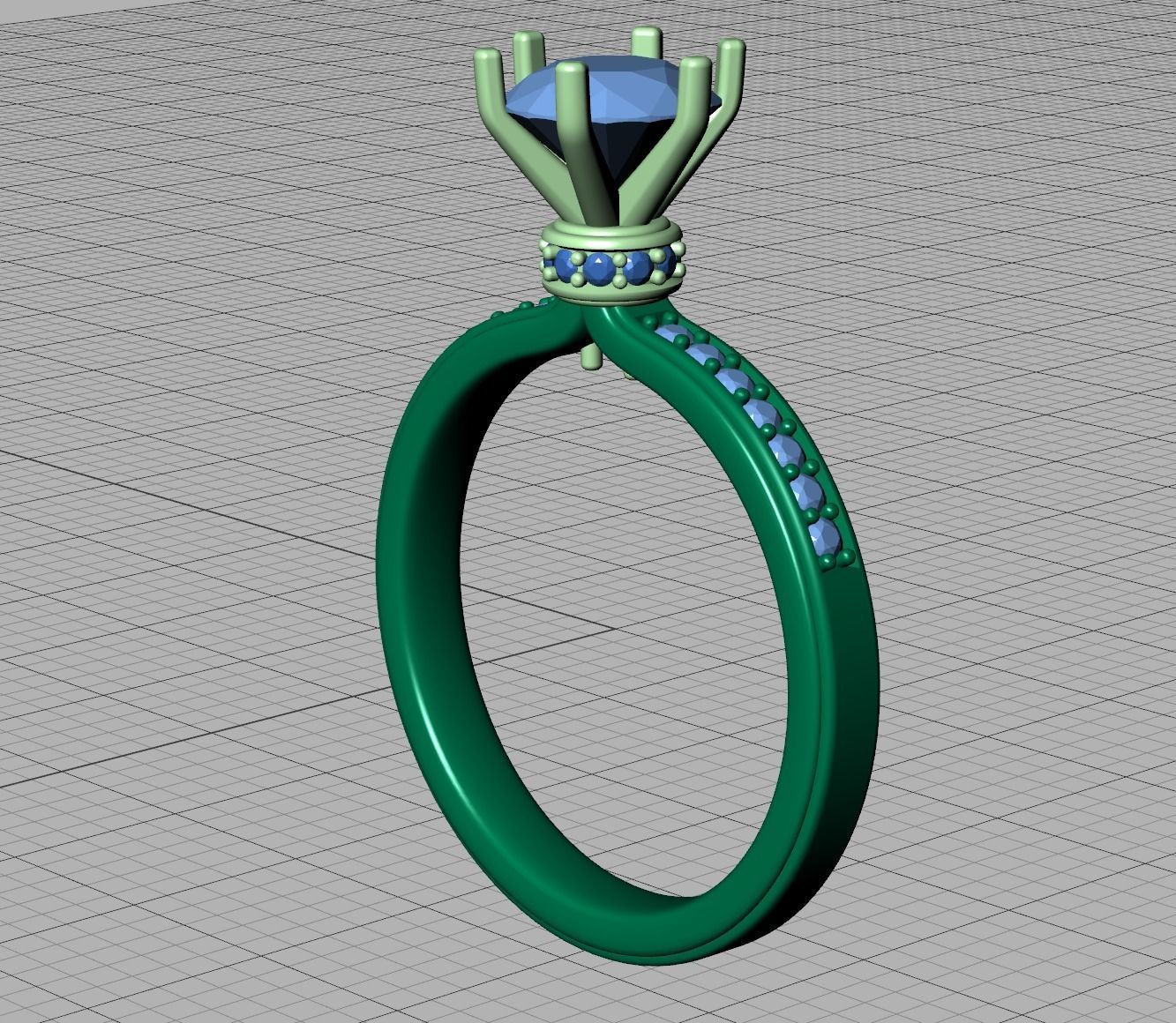 Engagement ring 1CT stone Solitaire ring 3dmodel 3D print model_12