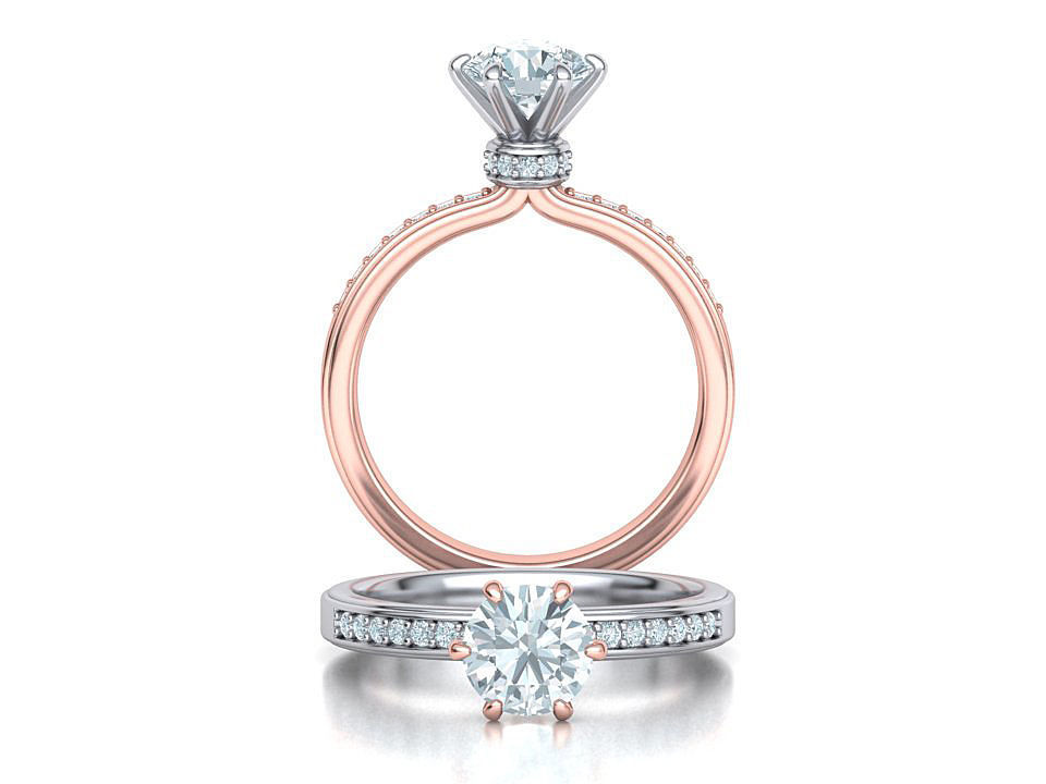 Engagement ring 1CT stone Solitaire ring 3dmodel 3D print model_2