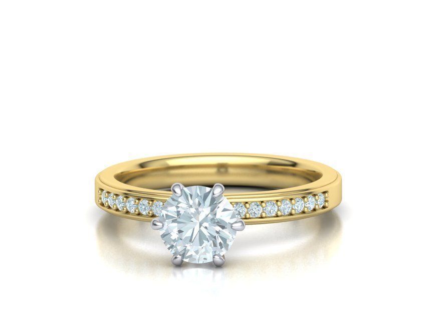 Engagement ring 1CT stone Solitaire ring 3dmodel 3D print model_6