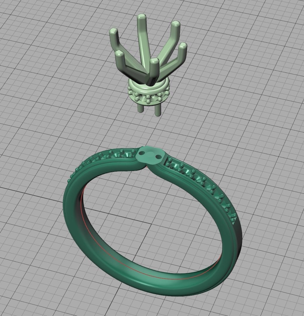Engagement ring 1CT stone Solitaire ring 3dmodel 3D print model_15