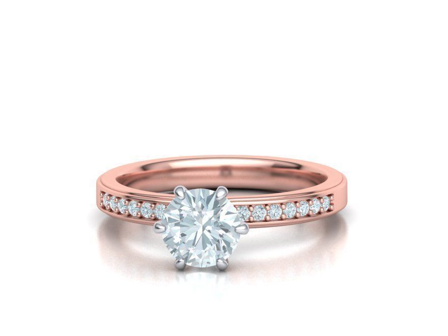 Engagement ring 1CT stone Solitaire ring 3dmodel 3D print model_3