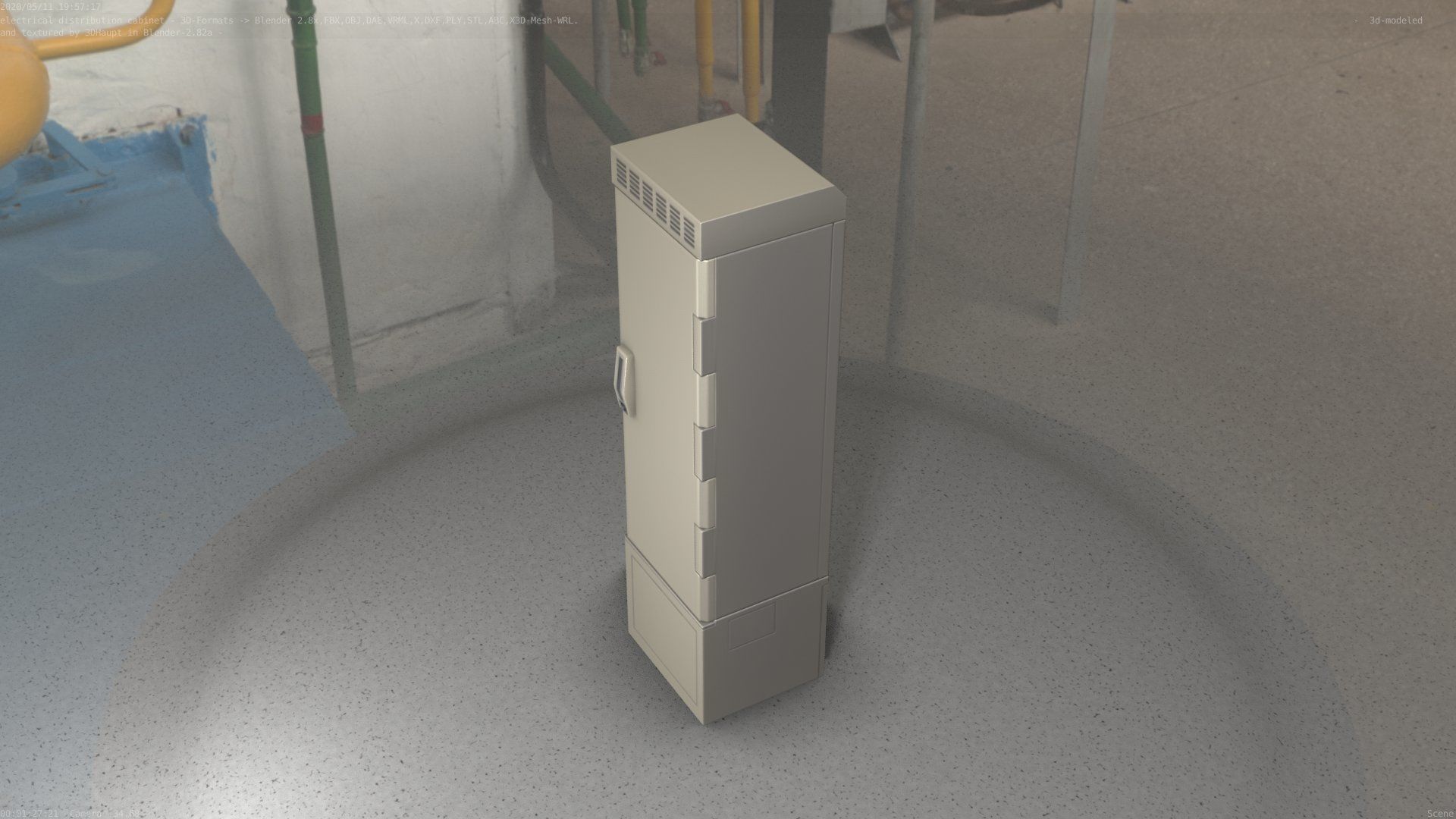 Electrical Distribution Cabinet 22 Low-poly 3D model_7