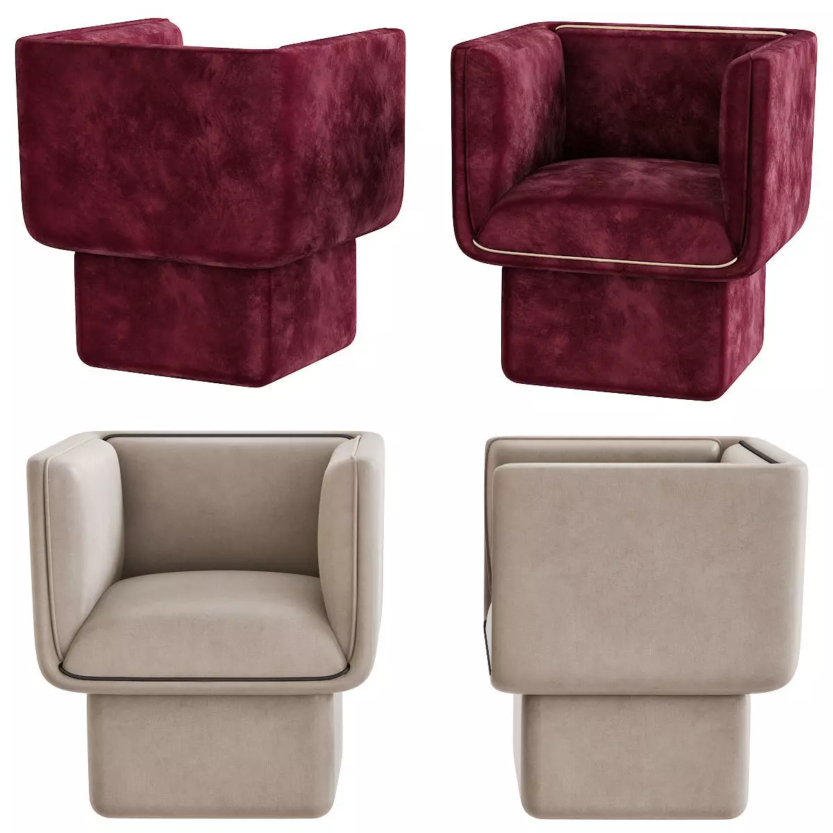 BLOCK ARMCHAIR by Missana 3d model Low-poly 3D model_0