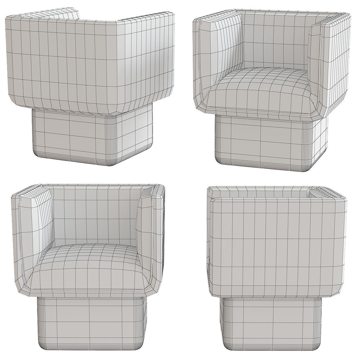 BLOCK ARMCHAIR by Missana 3d model Low-poly 3D model_1