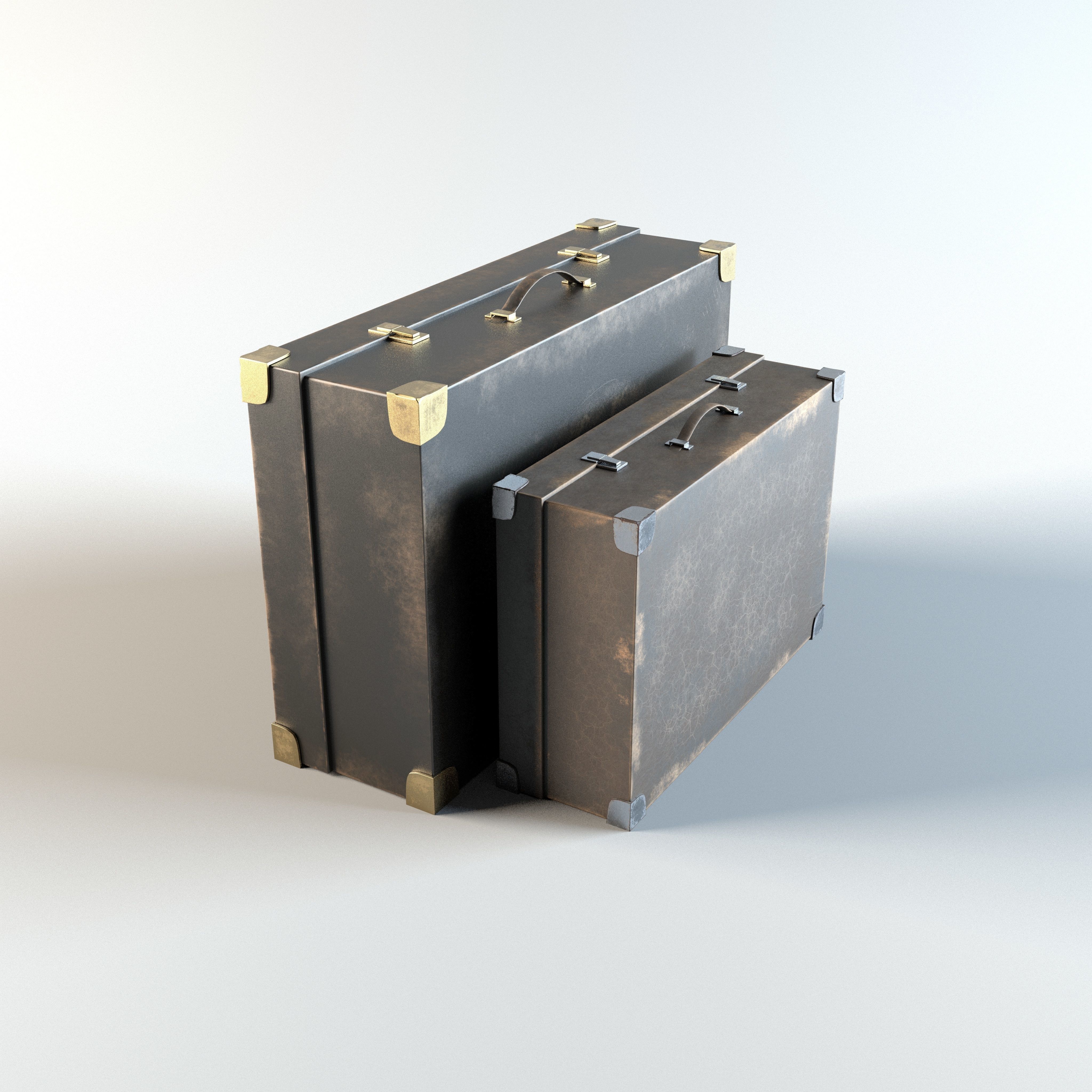 Luggage vintage suitcases 3D model_3