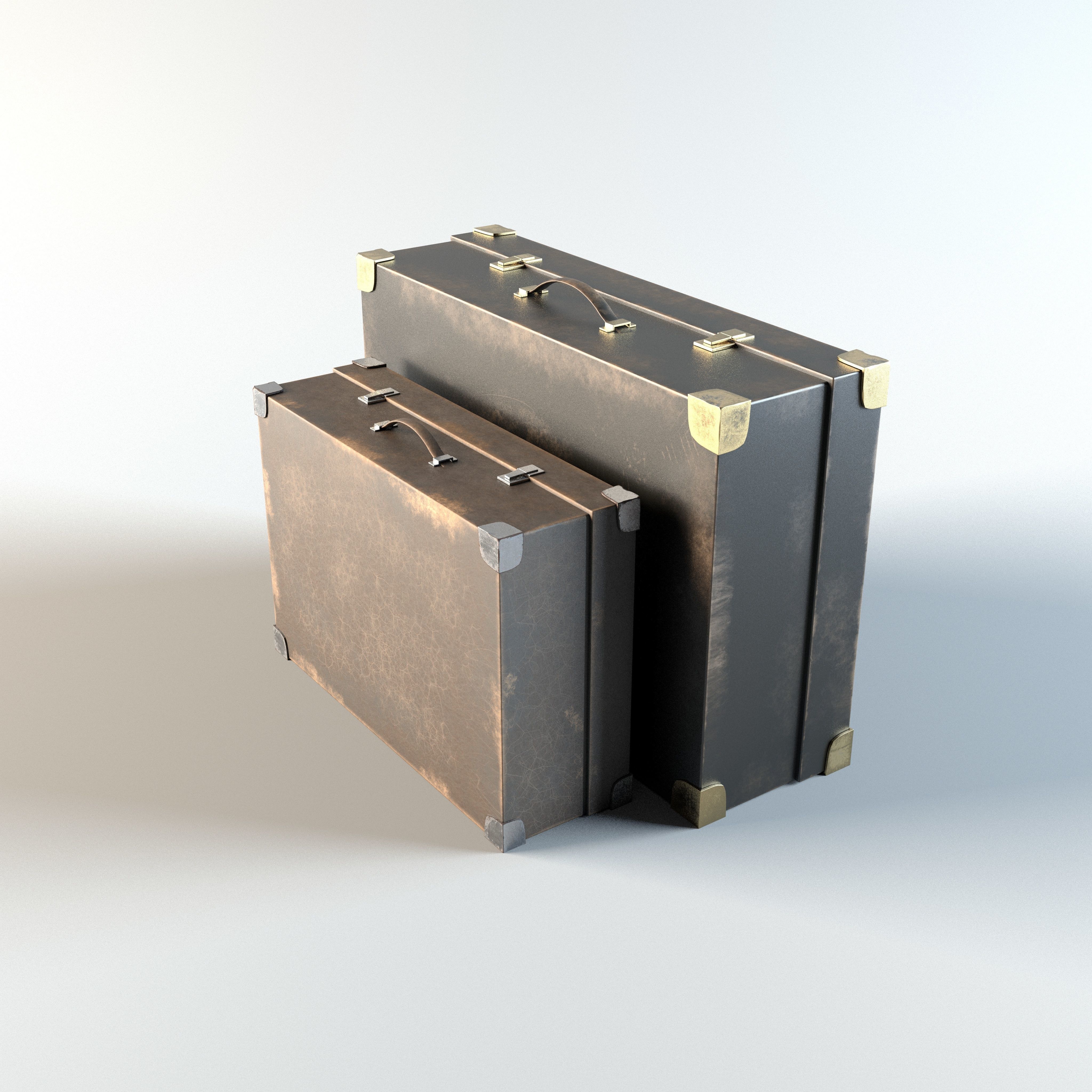 Luggage vintage suitcases 3D model_4