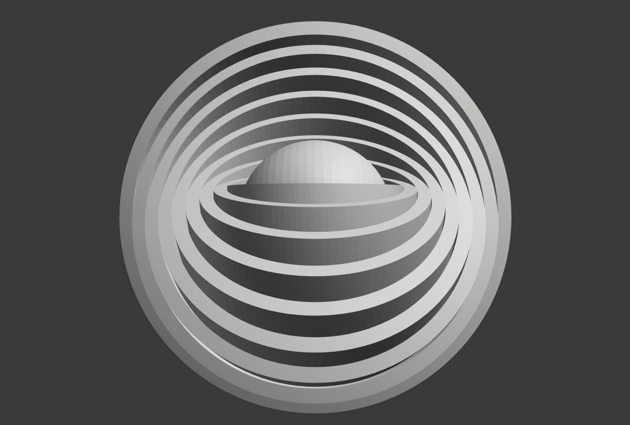 Sphere with rotated concentric rings 3D print model_3