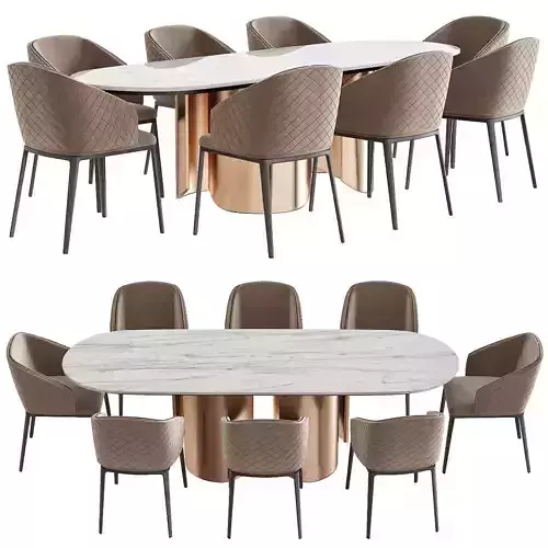 Oscar Dining Table and Louise Dining Chair 3d model