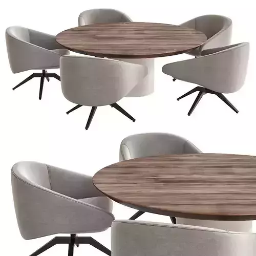 Round Marble Top Dining Table Design - Xilos by Maxalto 3d model