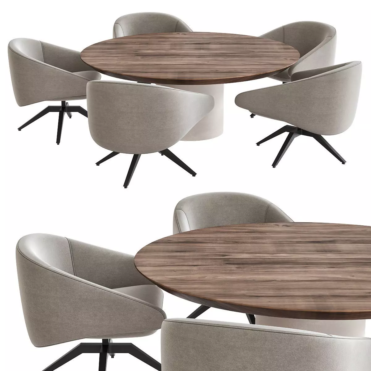 Round Marble Top Dining Table Design - Xilos by Maxalto 3d model Low-poly 3D model