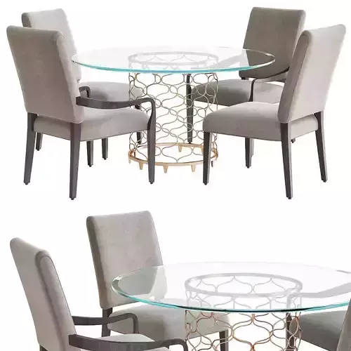 BOLLINGER ROUND DINING TABLE WITH GLASS TO 3d model