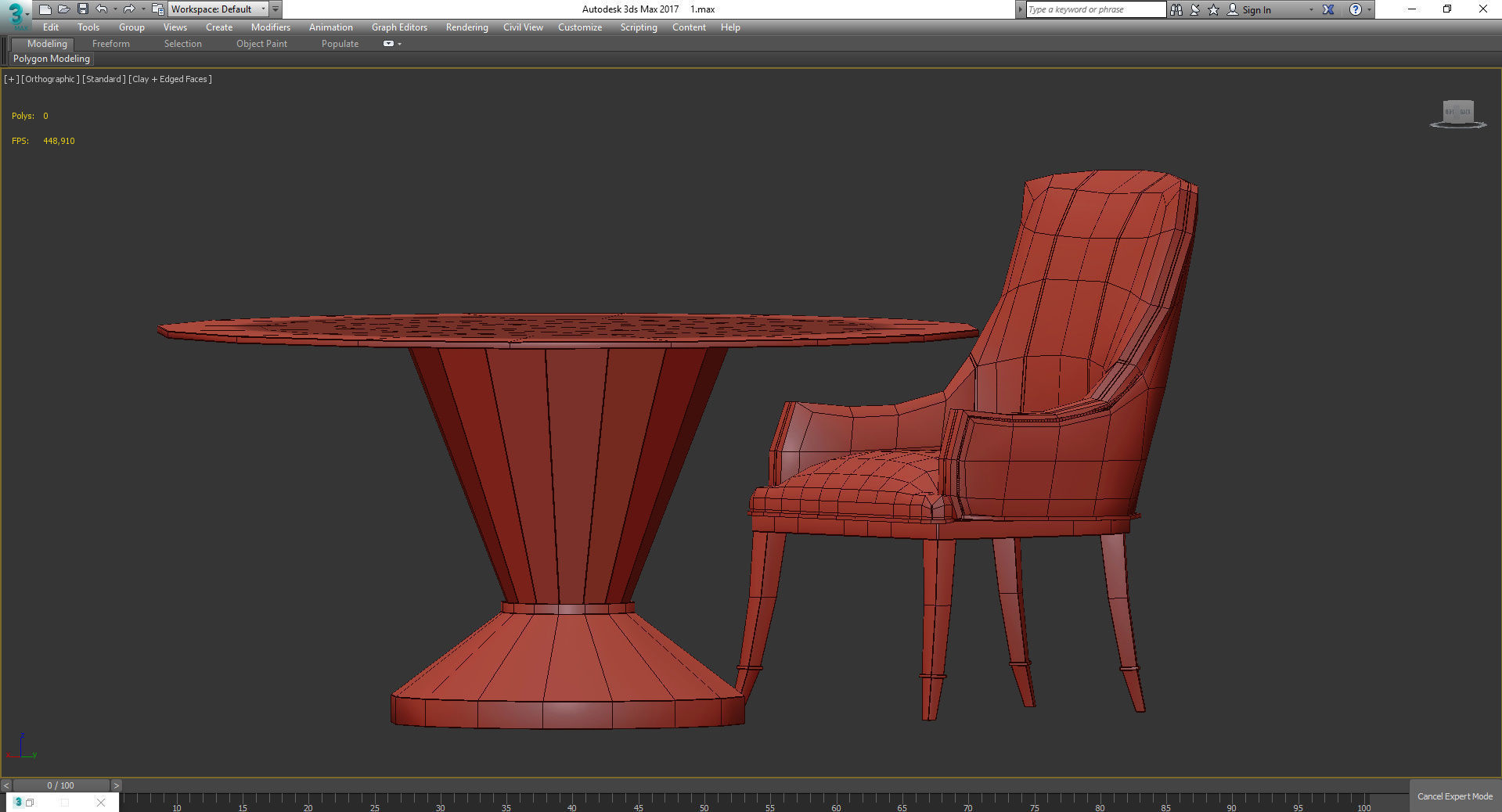 A La Carte Chair and table 3d model Low-poly 3D model_2