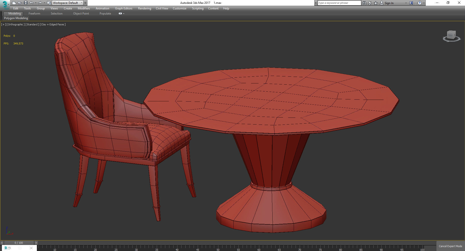 A La Carte Chair and table 3d model Low-poly 3D model_4