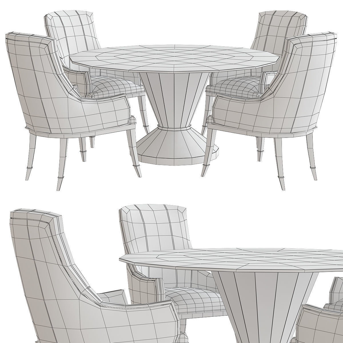 A La Carte Chair and table 3d model Low-poly 3D model_1