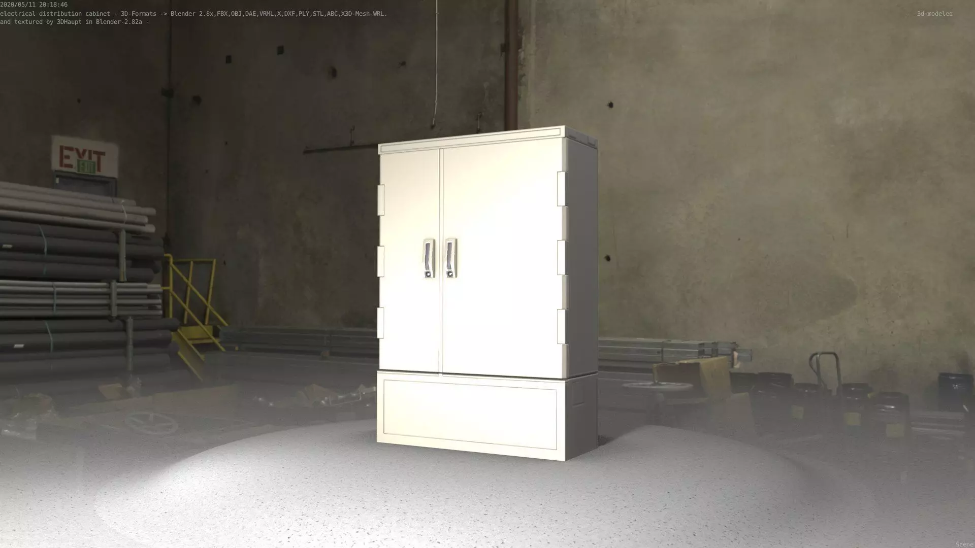 Electrical Distribution Cabinet 36 Low-poly 3D model_0