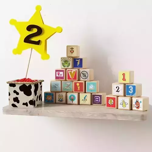 Wooden Toy Bricks 3D model