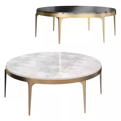 COFFEE TABLE IN BRASS AND MARBLE 3d model