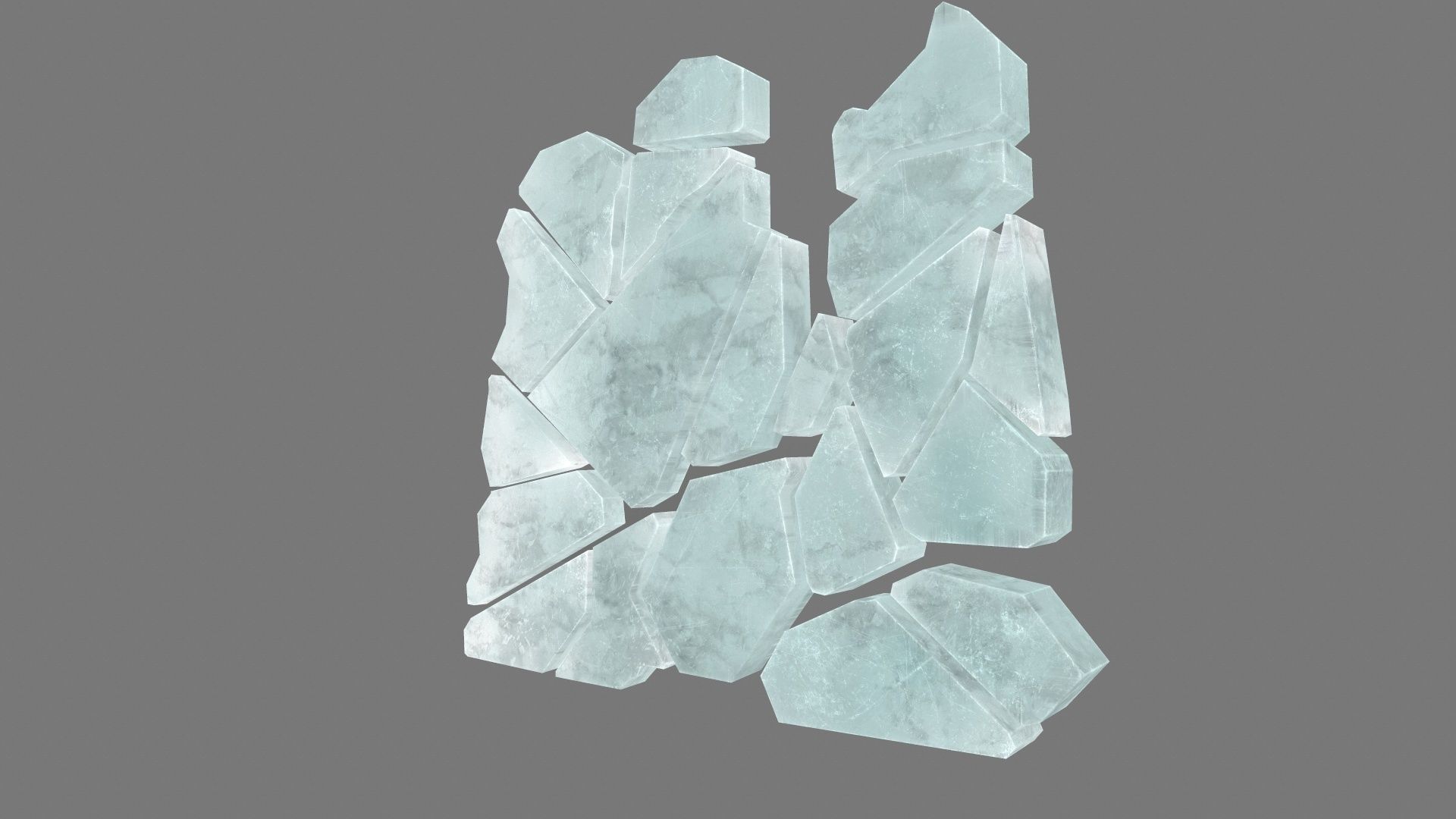 ice set pieces of glass Low-poly 3D model_13