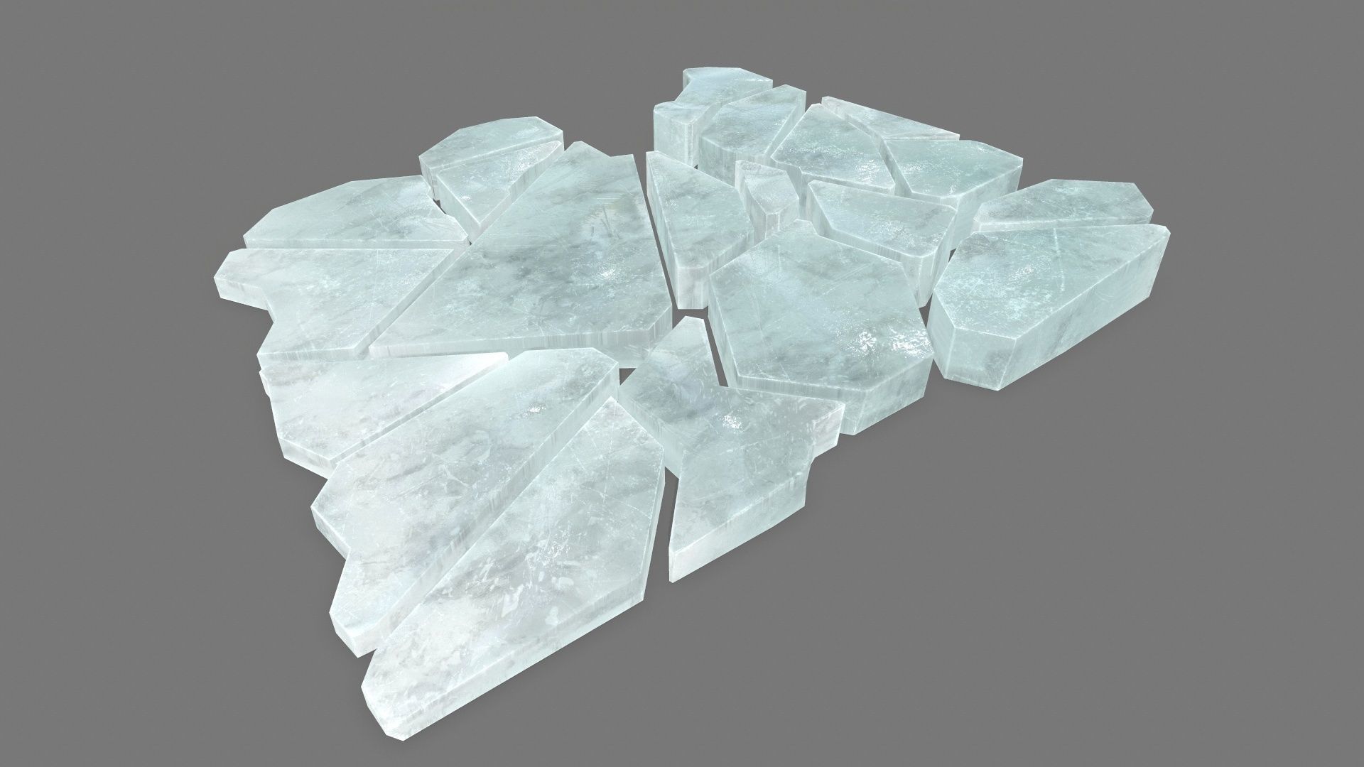 ice set pieces of glass Low-poly 3D model_7