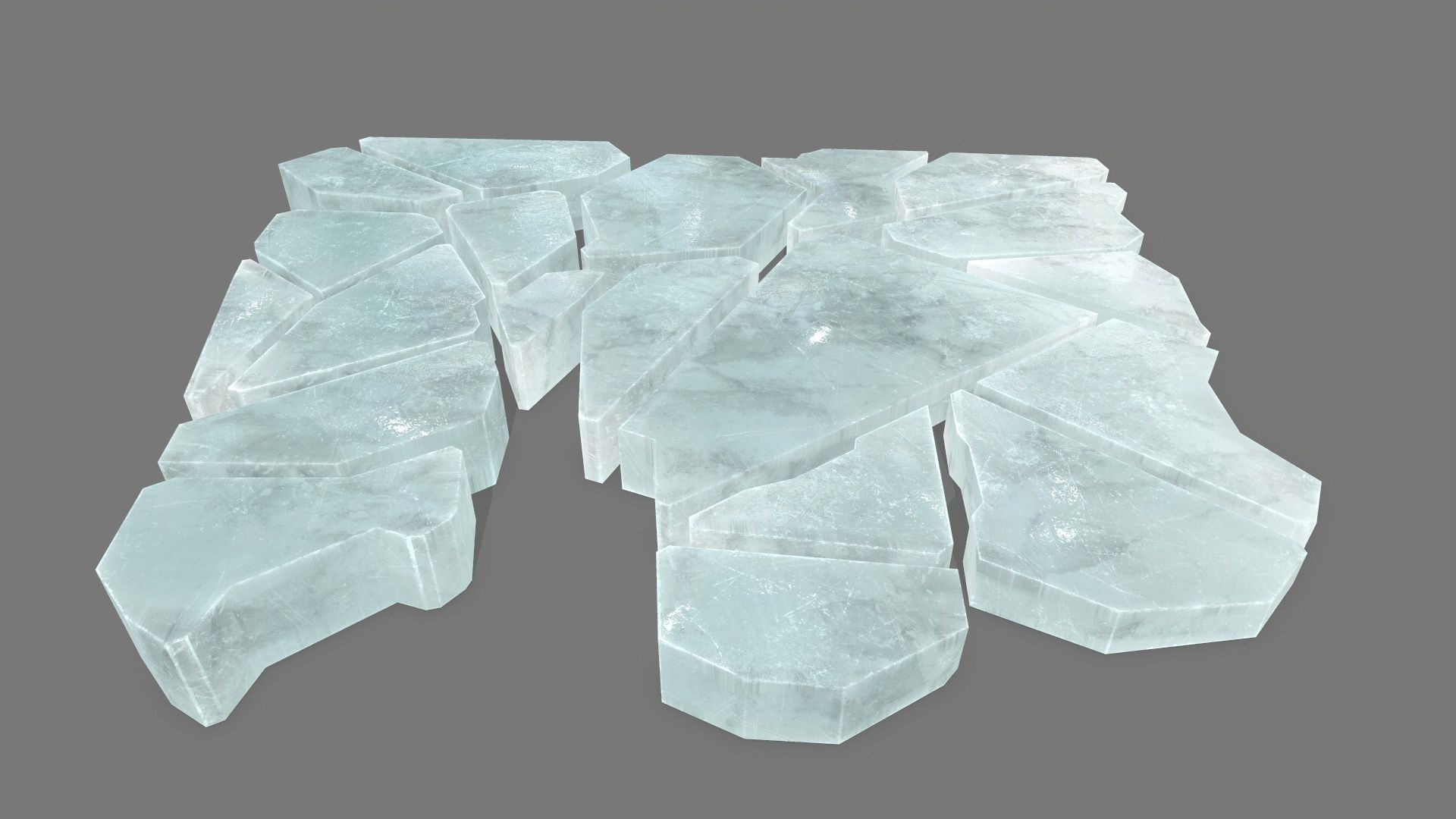 ice set pieces of glass Low-poly 3D model_1