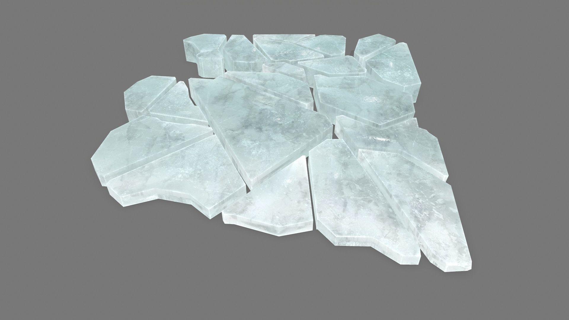 ice set pieces of glass Low-poly 3D model_8