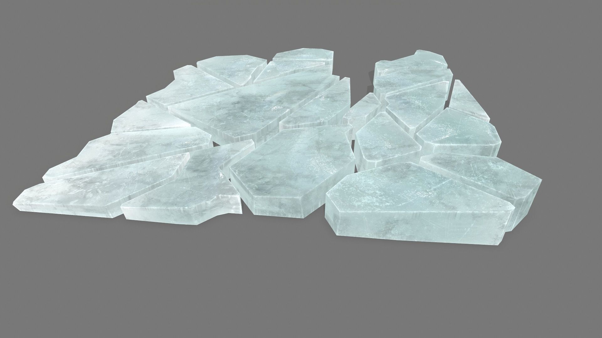 ice set pieces of glass Low-poly 3D model_6