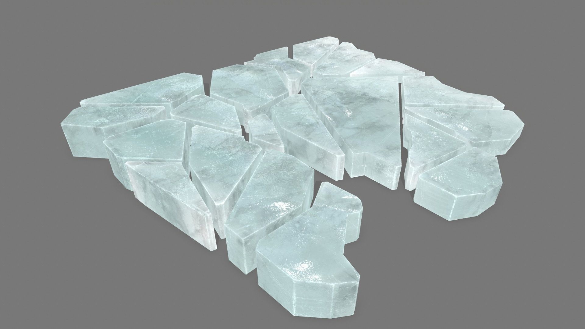 ice set pieces of glass Low-poly 3D model_3