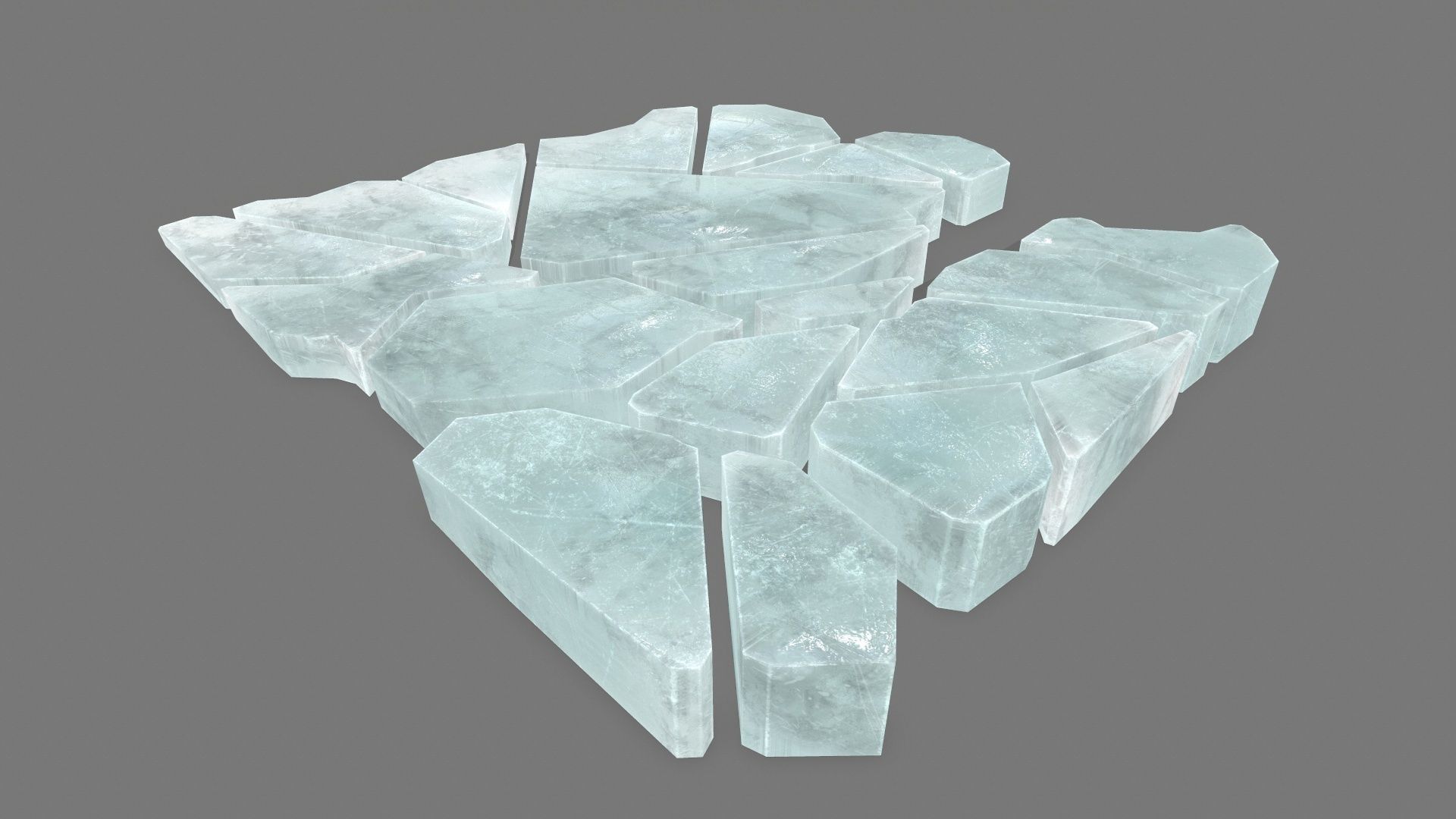 ice set pieces of glass Low-poly 3D model_5