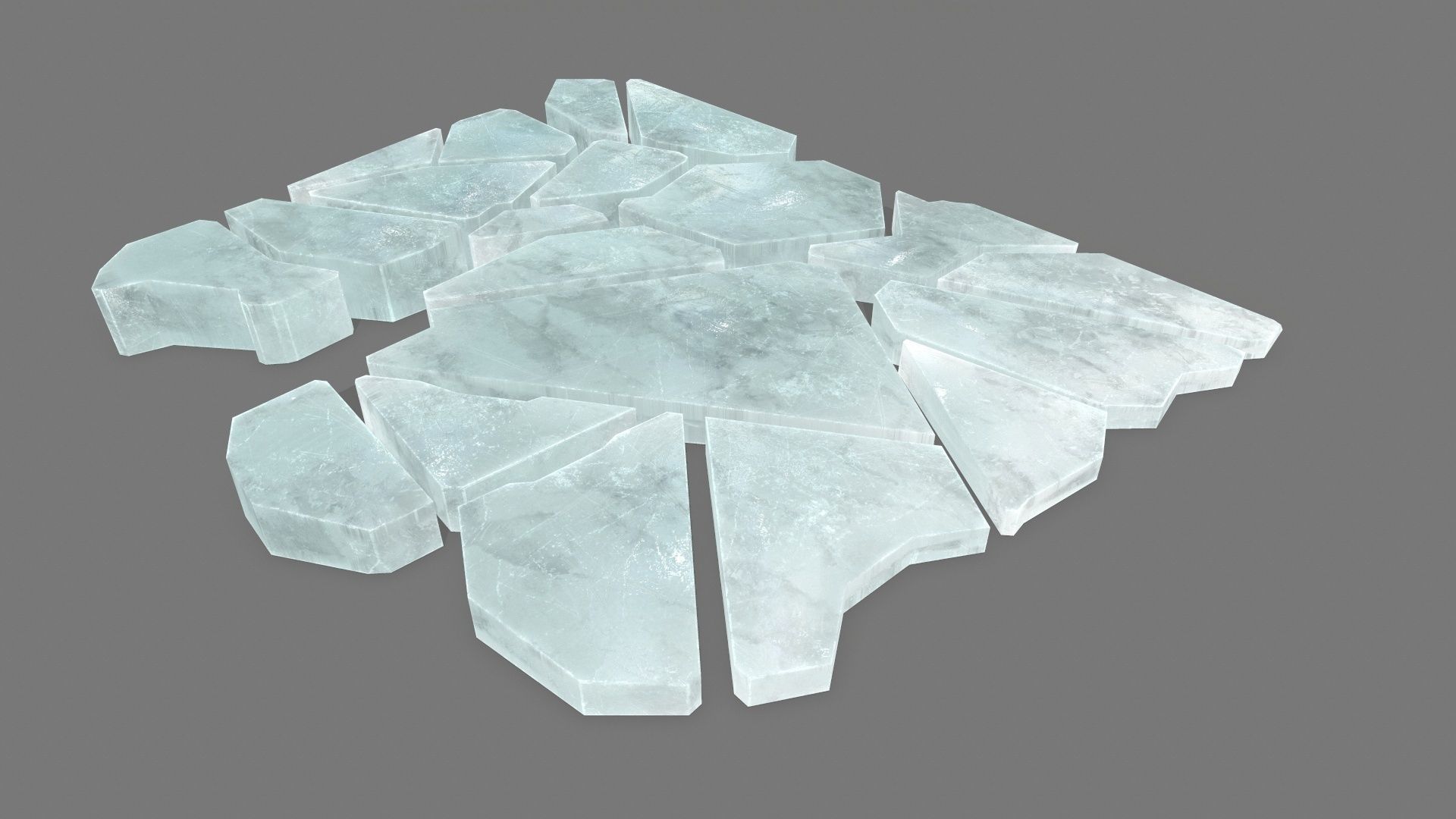 ice set pieces of glass Low-poly 3D model_9