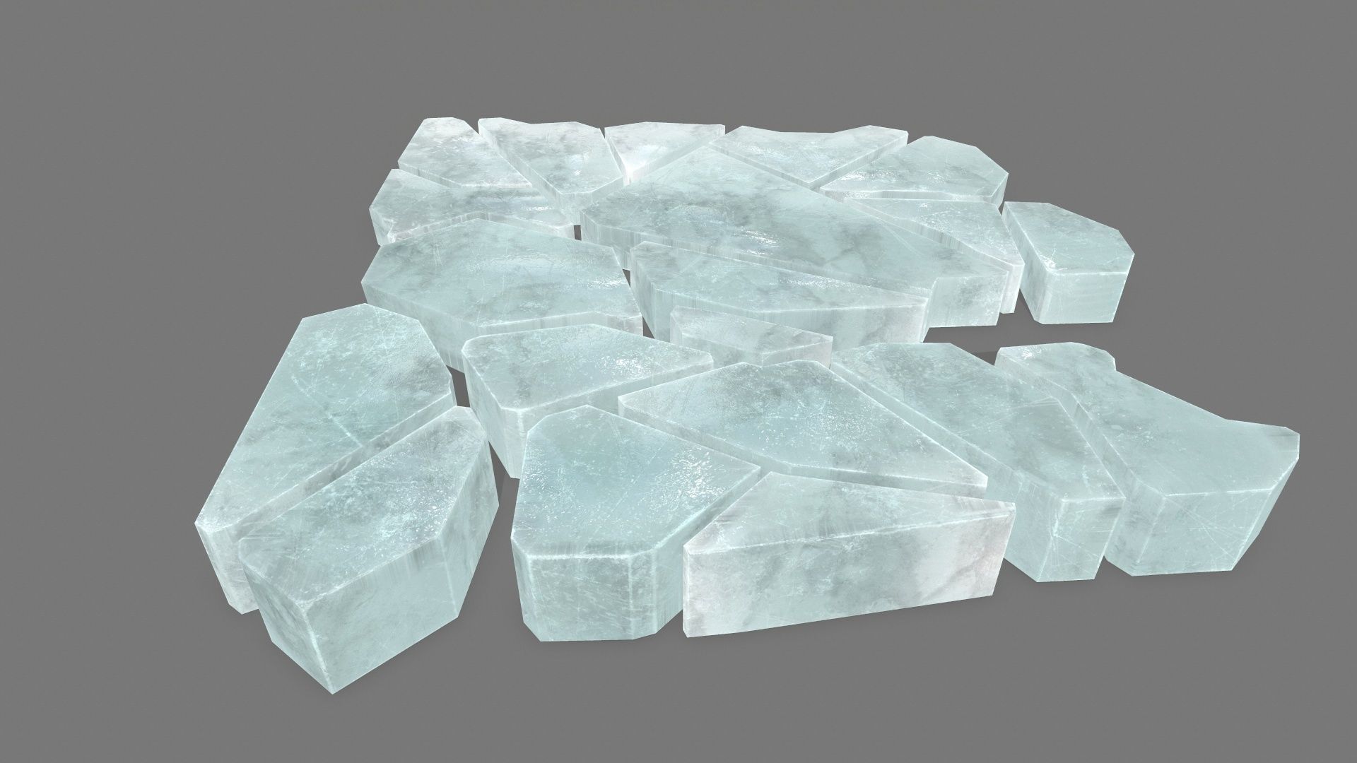 ice set pieces of glass Low-poly 3D model_4