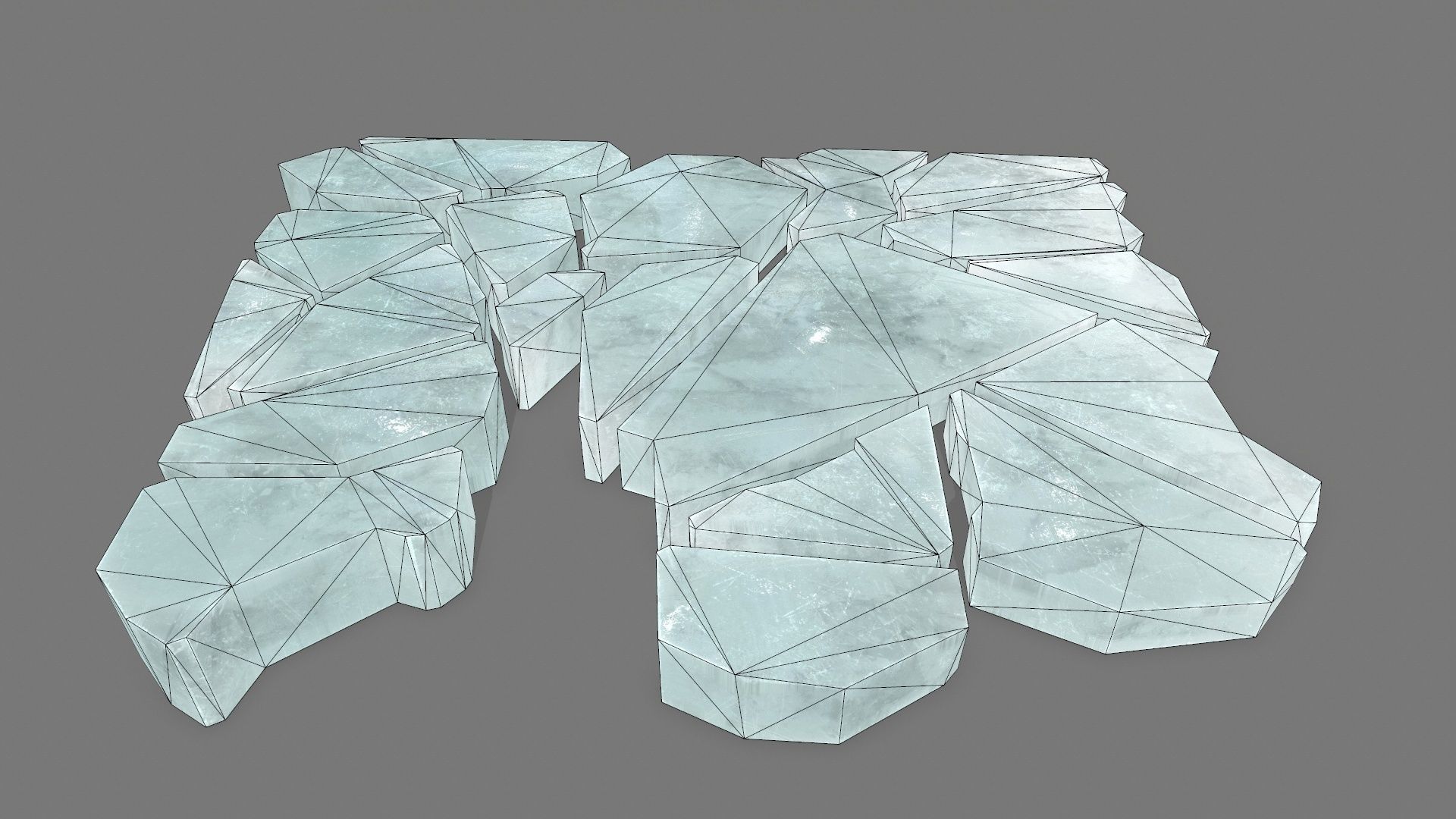 ice set pieces of glass Low-poly 3D model_2