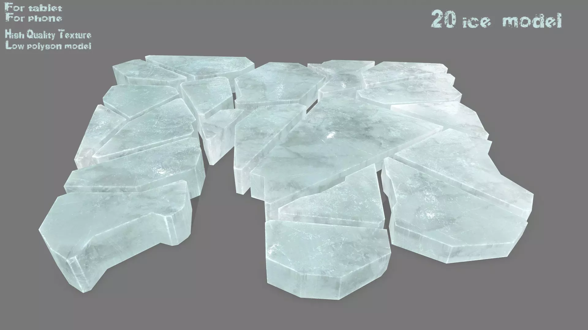 ice set pieces of glass Low-poly 3D model_0