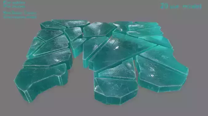 ice set piece of turquoise glass Low-poly 3D model