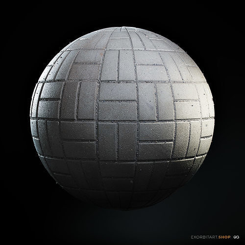 Seamless PBR Scanned Basket Weave Pavement Texture Texture