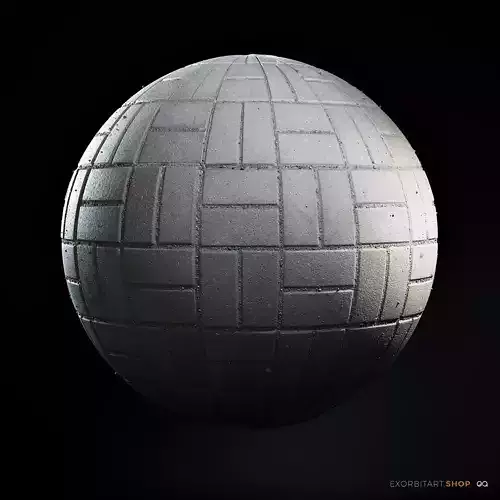 Seamless PBR Scanned Basket Weave Pavement Texture