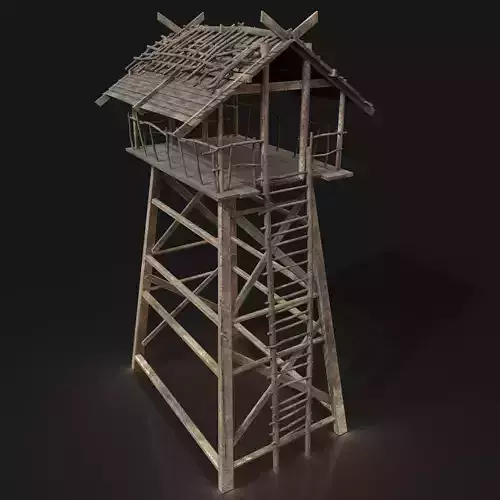 Medieval Wooden Viking Watchtower Scout Tower Fantasy Village Low-poly 3D model