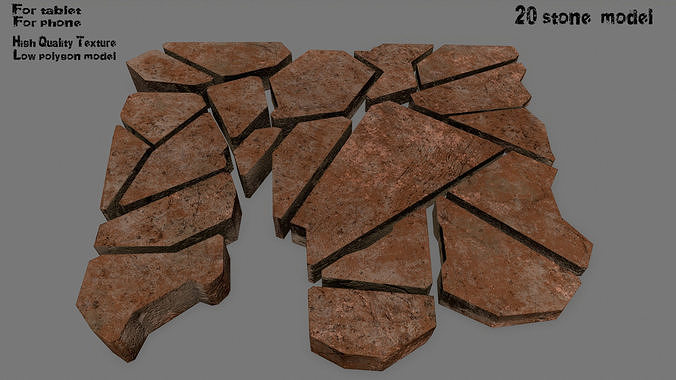 stone set pieces of Low-poly 3D model