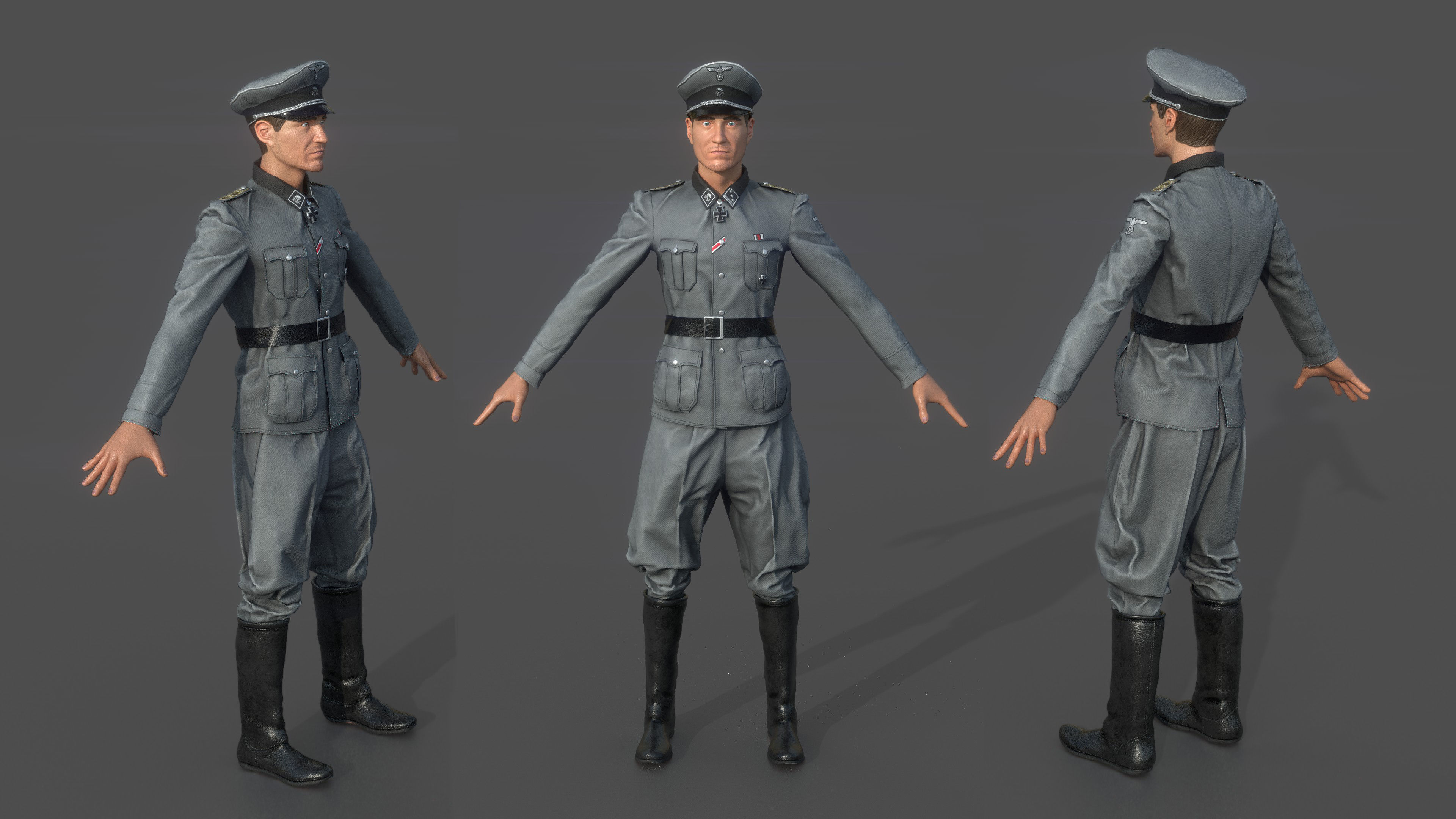 Herr Kommandant Low-poly 3D model_3
