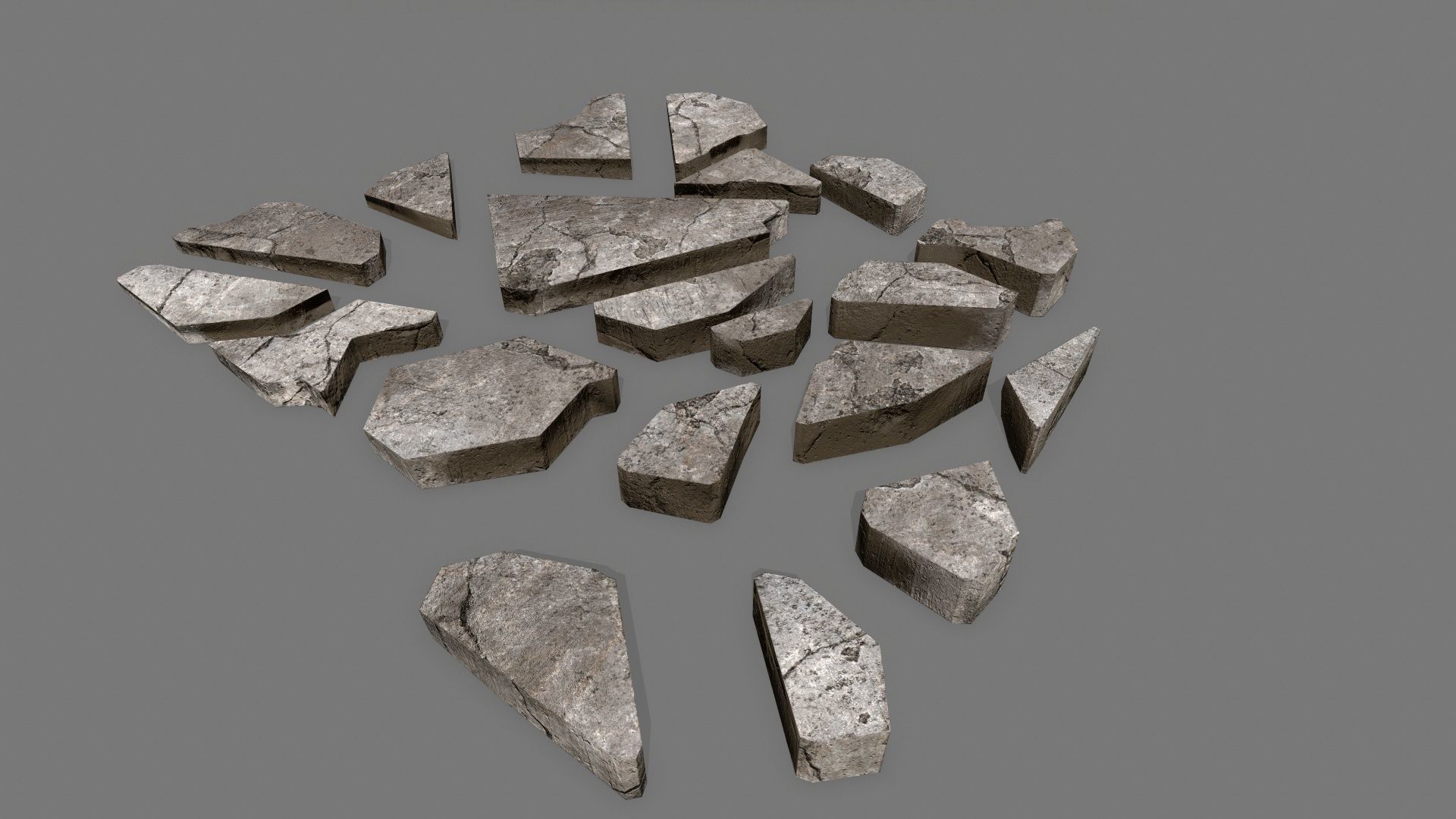 stone set piece of Low-poly 3D model_3