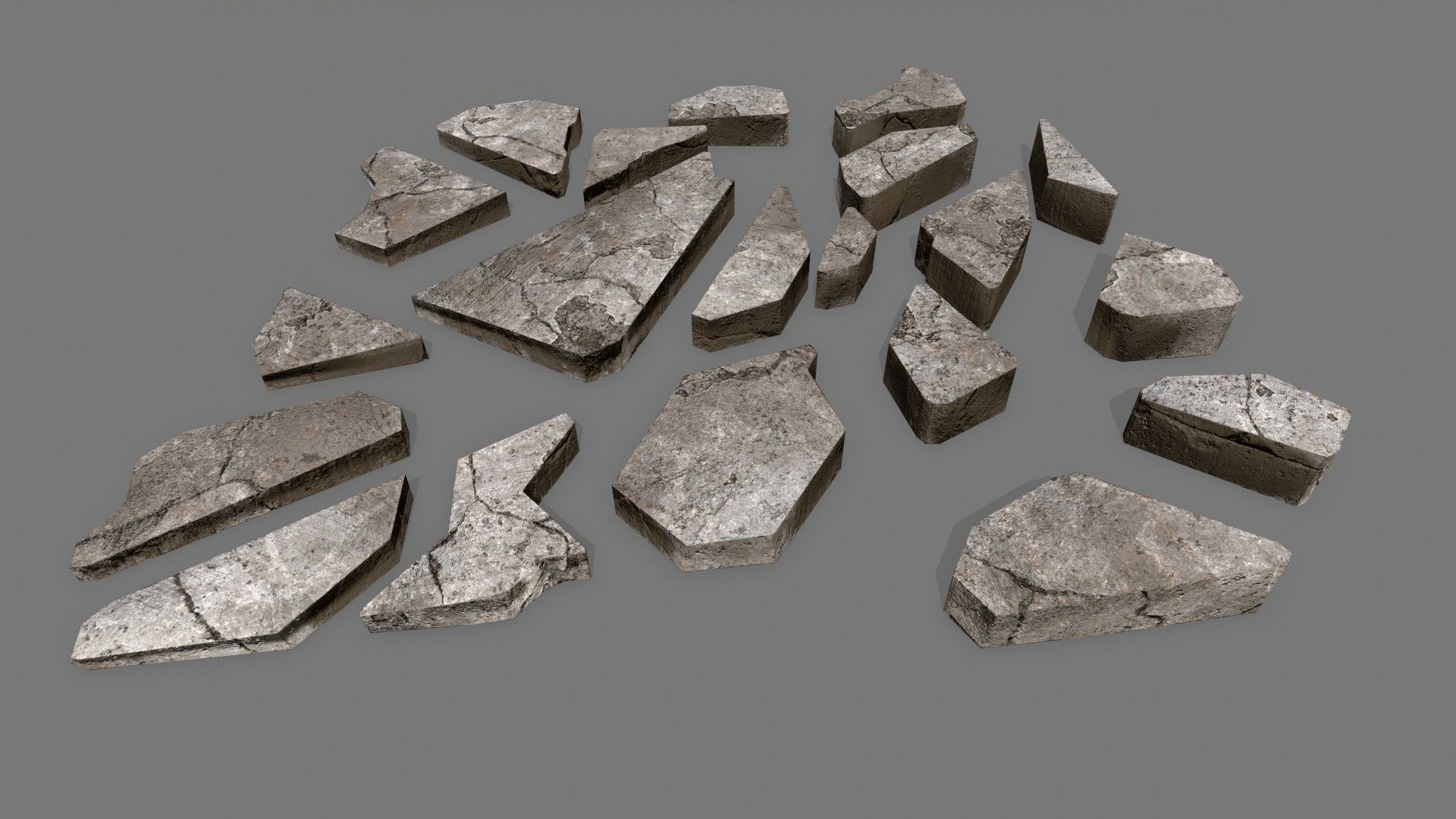 stone set piece of Low-poly 3D model_4