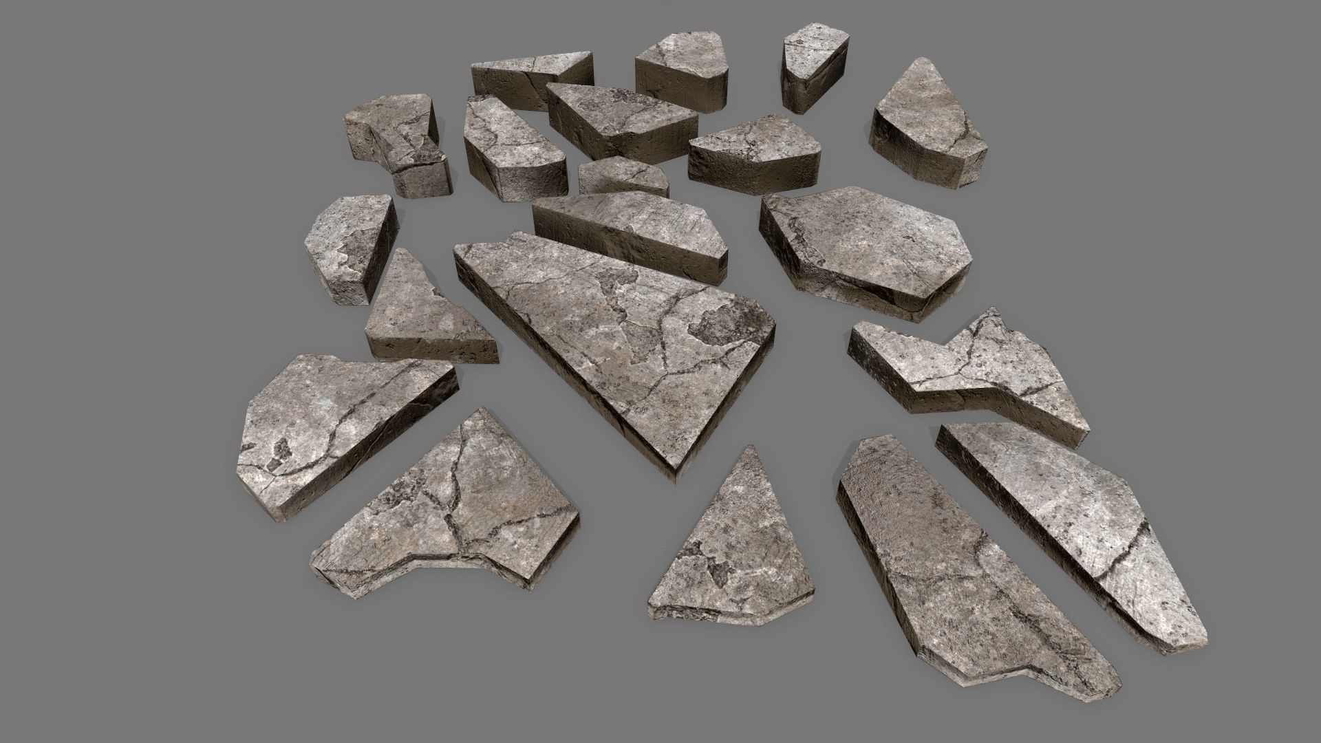 stone set piece of Low-poly 3D model_5
