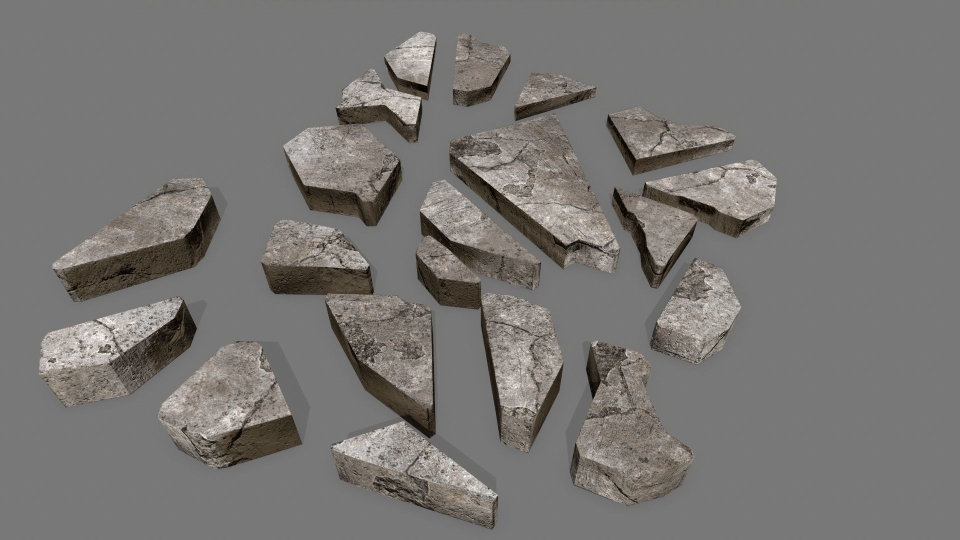 stone set piece of Low-poly 3D model_2