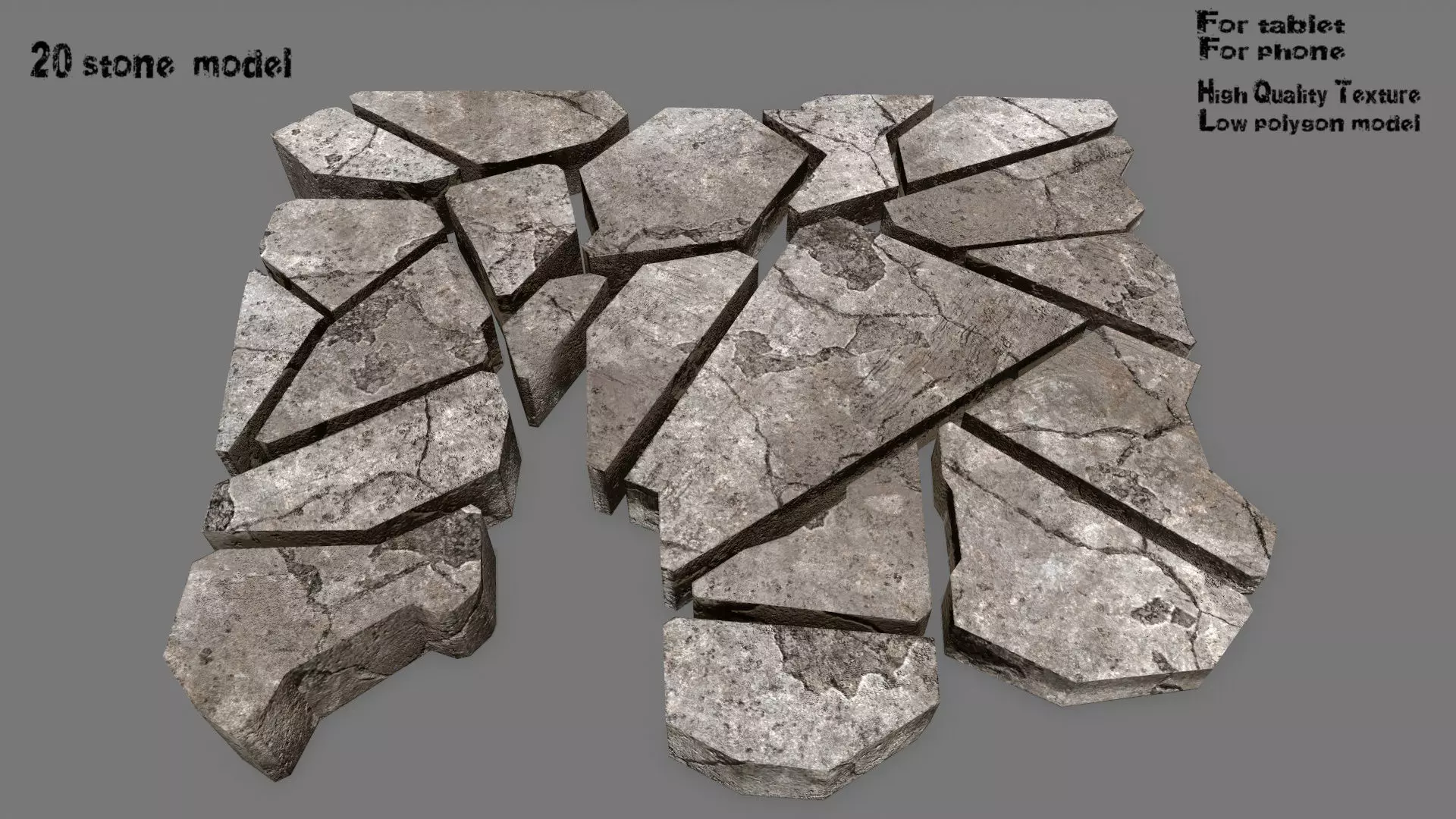 stone set piece of Low-poly 3D model_0