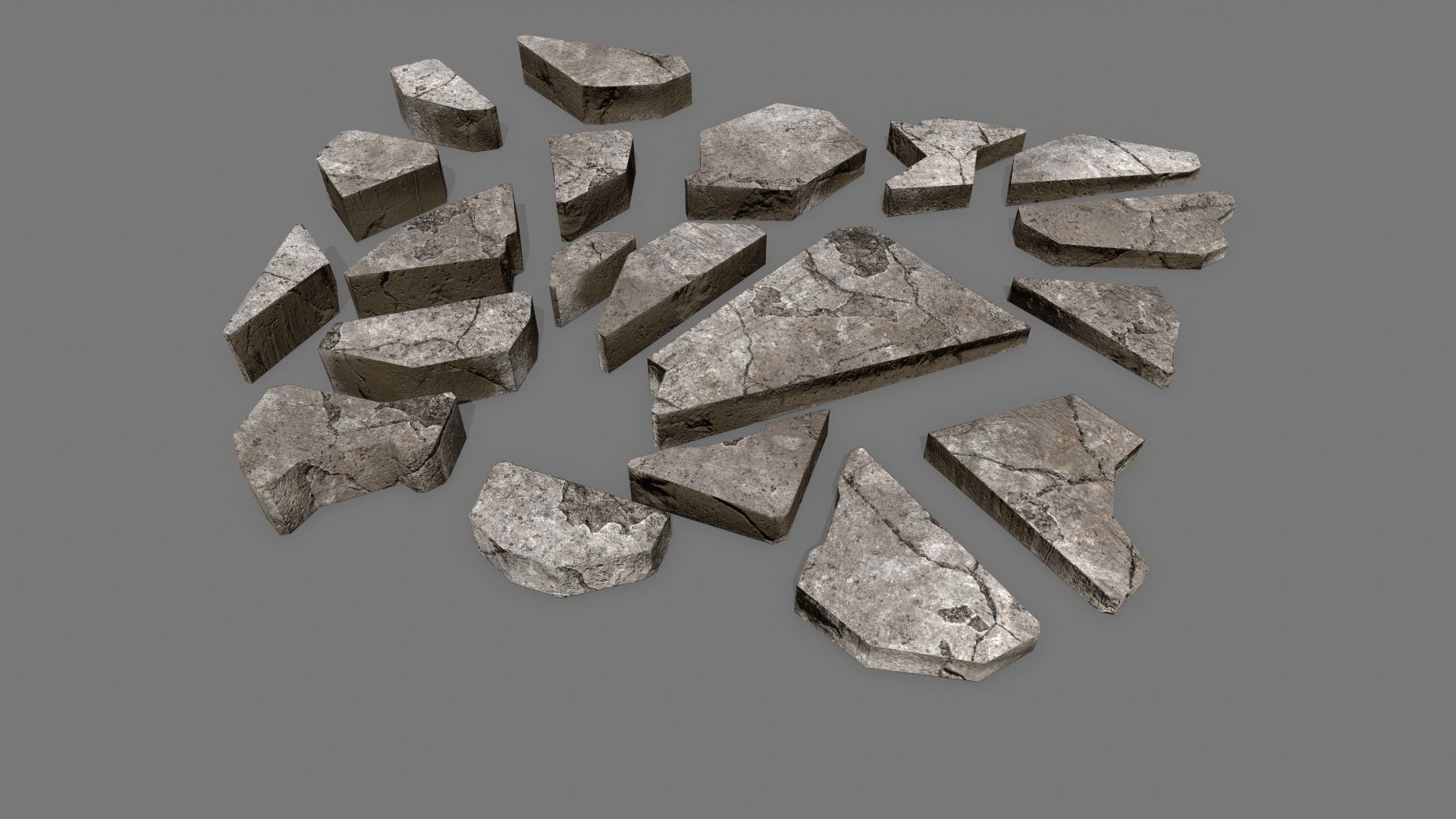 stone set piece of Low-poly 3D model_6