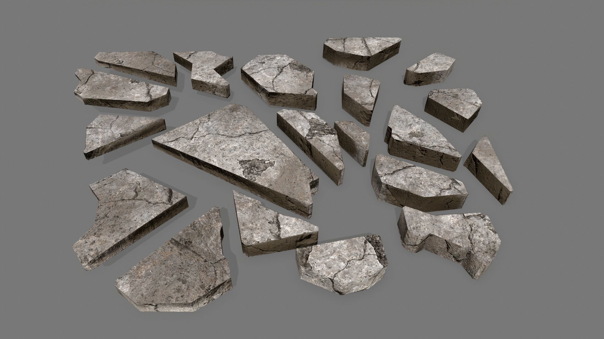 stone set piece of Low-poly 3D model_7